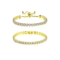 Elegant gold zircon tennis bracelets for women featuring sliding clasp and folding buckle - Gold White Zircon Set 17cm