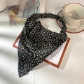 Black floral triangular headscarf with yellow flowers and elastic band for women - Black