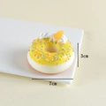 Artificial donut model with cream yellow coating and white base, diameter 7cm by 3cm - With Fridge Magnet / Yellow