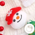 Cute plush snowman Christmas brooch with soft embroidery and metal safety pin back - Small Snowman - Brooch Style