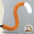 Handmade camel-white plush cat ear headband and tail cosplay accessory set with bells - One Size / Meow Cat Tail-Camel White