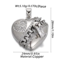 Detail view of 18K gold plated copper heart pendant with zircon stones and dimensions - Cx165-9 / 18K Gold