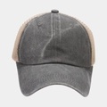 Vintage καπέλο trucker σε σκούρο γκρι και χακί με αναπνεύσιμο πλέγμα και πλυμένο βαμβάκι - Ρυθμιζόμενο / Γκρι