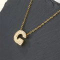 Luxurious gold-plated necklace featuring a letter G pendant inlaid with clear zircon stones - Letter G (Pendant Only)