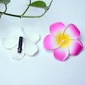 Pink and white frangipani plumeria hair clip with pearl center and metal duckbill clip - Rose Pink Flower Head + Pearl + Clip [4cm]