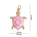Detailed size view of pink enamel sea turtle pendant with 18K gold plating and cubic zirconia - DZY-2995 Pink Turtle