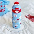Blue and red 316 stainless steel children's straw cup with cartoon elephant design - 550ml / Apple Elephant
