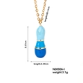 Golden necklace featuring a letter I pendant with a blue gradient enamel finish - Letter I Style (N00906-I)