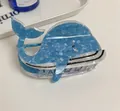 Blue and white whale hair claw clip made of acetic acid plate with marble texture - Anime Whale Blue