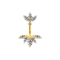 Piercing de nombril doré avec motif floral en zircons transparents taille marquise - Fleur Marquise Or (24020201-16)