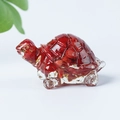 Decorative red and clear natural crystal turtle ornament for creative desktop display - 14 Deep Sea Caterpillar + Gold Foil