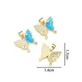 Gold plated butterfly pendant with blue opal and micro-pave cubic zirconia 1.7cm - Star Butterfly - Peacock Blue Opal