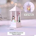 Weiße LED Weihnachtslaterne mit Schneemann-Motiv und Flammeneffekt, 13cm hoch - Kleine Schneemann Flammenlampe / Weiß