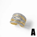 Multi-layer crossover ring in 18k gold plating with pavé set cubic zirconia stones - Style A-Multi-layer Crisscross Wide Pave