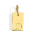 Close-up of a gold-plated rectangle pendant featuring an engraved letter D with bail - Pendant D (Without Chain)