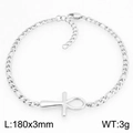 Bracciale croce Ankh in acciaio inossidabile argento lucido con catena Figaro 180mm - Color Acciaio (KB211646-KFC)
