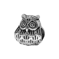 Silver owl-shaped alloy bead with detailed engraving for DIY vintage jewelry making - Owl 9x10mm