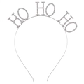 Silver alloy Christmas headband featuring sparkling rhinestones with HO HO HO lettering - Silver HO HO HO
