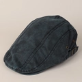 Dettaglio della coppola vintage in tela blu navy con occhielli in bronzo e fibbia - M (56-58cm) / Blu scuro