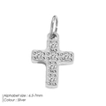 Silver cross pendant with sparkling zircons and a polished finish, size 6.5-7mm - Cross-Silver