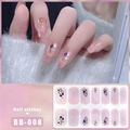5D nail sticker BB-008 featuring purple gems and gold lines on a 12-piece sheet - Style BB008