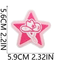 Detail of pink star and white cowboy hat embroidered patch with precise size measurements - No.19 Pink Star Base Hat