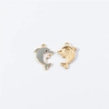 Detailed view of dolphin alloy pendants with grey enamel finish and golden textured back - 8# Grey (KC Gold)