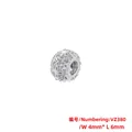 Detailed view of VZ380 hollow flower charm bead with 4x6mm dimensions and clear zircons - Platinum VZ380 4*6mm