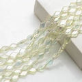 Detailed view of iridescent yellow glass rhombus beads for DIY jewelry making and crafts - Crystal Yellow