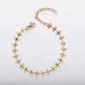 18K gold plated stainless steel bracelet with colorful evil eye charms and lobster clasp - Bracelet 17+5cm / Gold/Multicolor