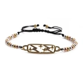 Adjustable woven bracelet with gold silver and rose gold beads and star lightning charm - Mixed Color Bead Chain