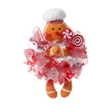 Festive gingerbread man doll with chef hat and candy canes for Christmas decor - White Hat Gingerbread Man Wreath