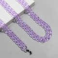 Lila transparente Acryl Brillenkette mit Silberringen und schwarzen rutschfesten Schlaufen - Helllila
