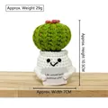 Handmade crochet cactus in white pot with cute face and inspirational card ornament - Potted Cactus