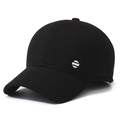 Men's winter baseball cap in black wool fabric with ear protection and sport emblem - Adjustable / Black