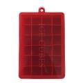 Red 24-compartment silicone ice cube tray with square molds and top hanging hole - 24 Grids / Red (With Lid)