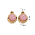 Pink natural stone pendant with gold stainless steel base for DIY jewelry making - Small (13mm x 10mm) / Rose Quartz