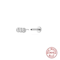 S925 sterling silver stud earring with three sparkling clear cubic zirconia stones - #8 Triple Zircon / White Gold