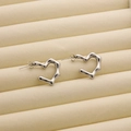Irregular wavy heart-shaped stud earrings in silver-tone titanium steel - R184 Heart Style 1 / Steel