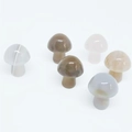 Mini 2cm polished crystal mushroom ornaments set of 6 in earthy agate stones - Grey Agate
