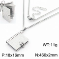 Collana con ciondolo a libro in acciaio al titanio argento con incisione apribile - Collana Colore Acciaio - Stile Libro