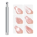 Zilveren cat eye nagelmagneet tool met zes verschillende nude roze pareleffect patronen - Dubbelzijdige Magneetstick 02 / Zilver