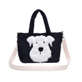 Borsa trapuntata nera per bambini con motivo schnauzer in peluche bianco e tracolla - Nero