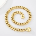 Collana a catena cubana dorata 13mm da uomo con fibbia CNC ghiacciata a spirale - Bracciale 21cm / Oro con fibbia liscia