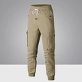Pantalón cargo para hombre caqui con cintura elástica y bajos ajustables - XS / Caqui