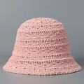 Chic pink crochet bucket hat for women with breathable mesh texture and summer style - M (56-58cm) / Pink