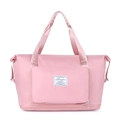 Pink foldable large capacity travel gym bag for sports and fitness activities - Upgraded Foldable Pink