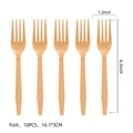 Set of 10 light orange plastic party forks with non-slip diamond texture handles - Plastic Forks 10PCS