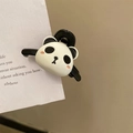 Cute cartoon panda hair claw clip in black and white resin with pink cheek details - Double Sided Panda Mini Claw / Approx 4.5cm