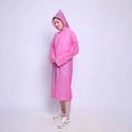 Waterproof pink semi-transparent EVA hooded raincoat for adults with long sleeves - Open Top / Pink